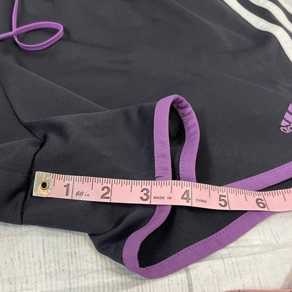 Y2K adidas track pull on elastic waistband shorts woman’s size L black purple - Picture 11 of 13